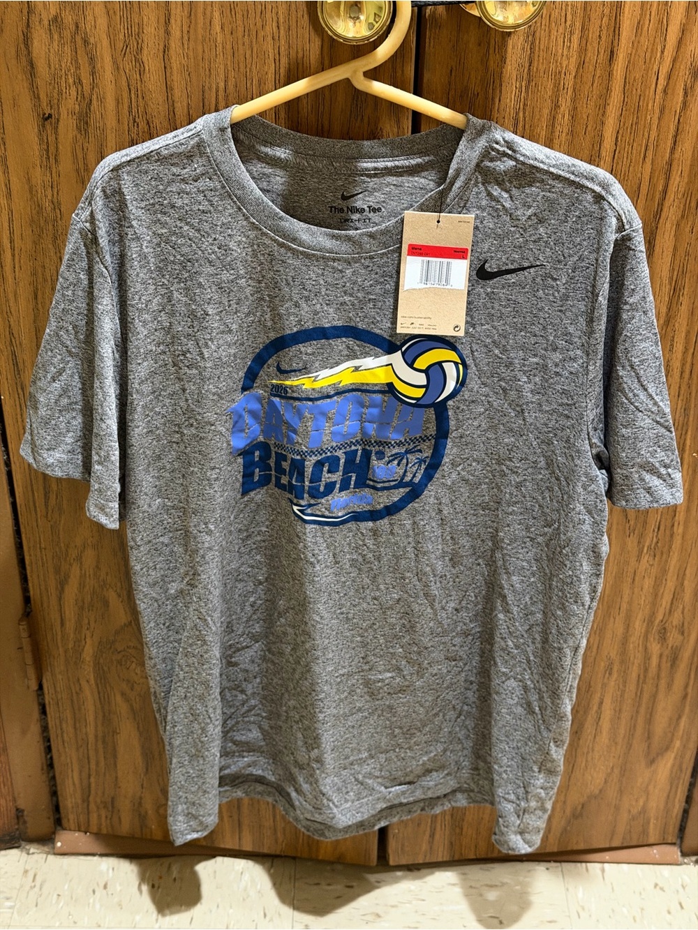 NWT Nike Dri-fit Gray Daytona Beach Volleyball Tee size Large
